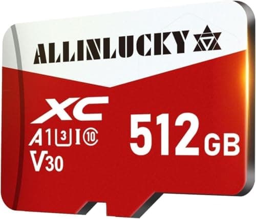 512GB Micro SD Card with Adapter, ALLINLUCKY TF Card Full HD, Fast Speed Memory Card for Dash Cam/Tablet/Storage Phone/Camera/PC