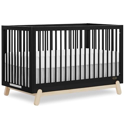 Dream On Me Hygge 5-in-1 Convertible Crib in Matte Black Vintage, JPMA & Greenguard Gold Certified, Converts from Baby Crib to Toddler Bed, Daybed/Kids Sofa and Full-Size Bed