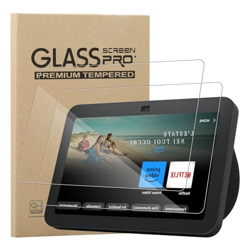 KZIOACSH Screen Protector for All-new Echo Show 8 3rd GEN (2023 release), 2 Pack HD Clear 9H Hardness Anti-Scratch Tempered Glass Film High Touch Sensitivity Bubble Free Screen Protector