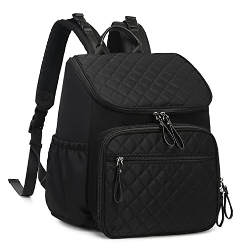 LORADI Large Capacity Diaper Bag Backpack with Stroller Buckle, Water-Resistant Travel Baby Bag with Insulated Pockets, (Black)