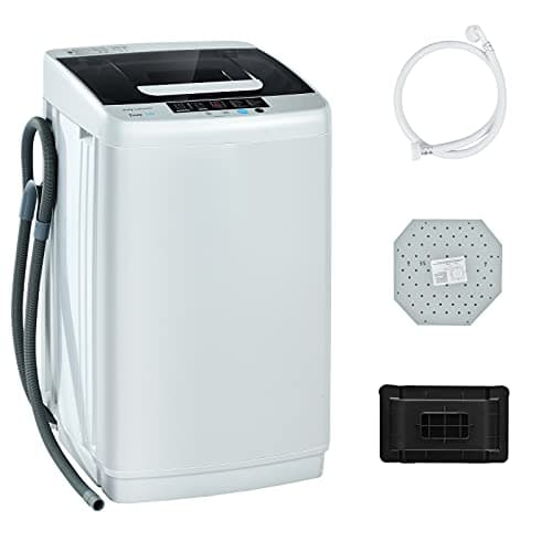 COSTWAY Portable Washing Machine, 2-in-1 Laundry Washer and Spin Combo with 10 Programs, 8.8lbs Capacity, Drain Pump and LED Display, Full Automatic Washer for Apartment, RVs, Dorm, Grey