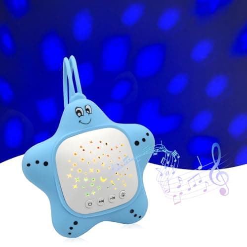 Portable Baby White Noise Sound Machine with Star Projector, Rechargeable Baby Soother for Deep Restful Sleep, Sleep Sound Aid Calming Music for Travel,Nursery,Bedroom,Car