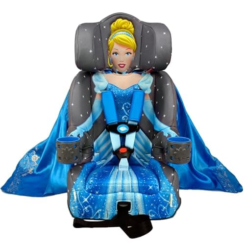 2-in-1 Car Seat by KidsEmbrace | Forward-Facing Harness (26.5–65 lbs) & Booster Mode (40–100 lbs) | Latch Equipped | Premium Fit with Multi-Position Headrest, Harness & Recline (Cinderella (Pink))