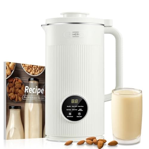 Nut Milk Maker Machine, FOHERE 35oz(1000ml) Automatic Soy Machine, for Plant-Based Milk, Soy, Oat, Almond, Coconut, Juice, Baby Food, 800W Almond Milk Maker with 12H Timer/Self-Cleaning (White)