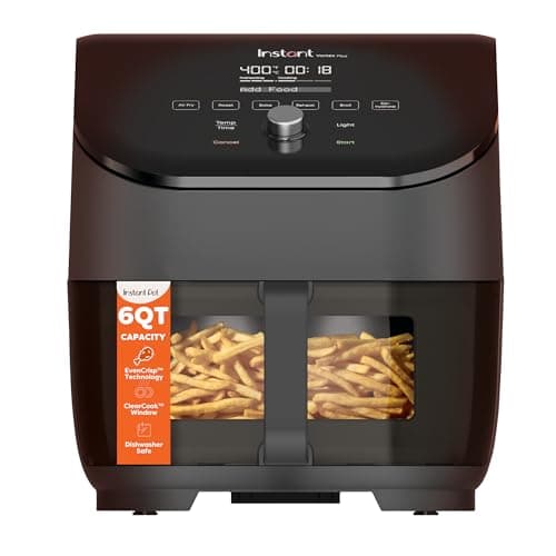 Instant Vortex Plus 6-Quart Air Fryer Oven, From the Makers of Instant Pot with ClearCook Cooking Window, Digital Touchscreen, App with over 100 Recipes, Single Basket, Black