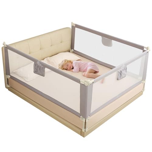 Bed Rails for Toddlers, 3-Pieces Full Size Baby Guard Foldable Kids Bed Rails Set Guard Infants Safety Guardrail for Full Size Bed - 2x190cm+1x140 cm in Bundle - Quick Assembly - Without Fasten Strap