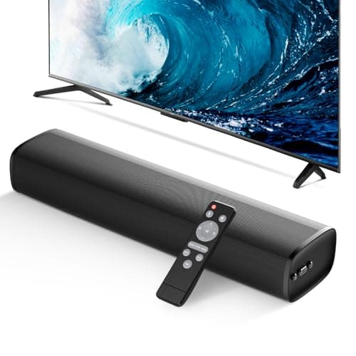 MZEIBO 50W Mini TV Sound Bar, Bluetooth Sound Bar with ARC/Optical/AUX, Compact Surround Sound System, ARC/Optical/AUX Connections, for TV/PC/Projectors