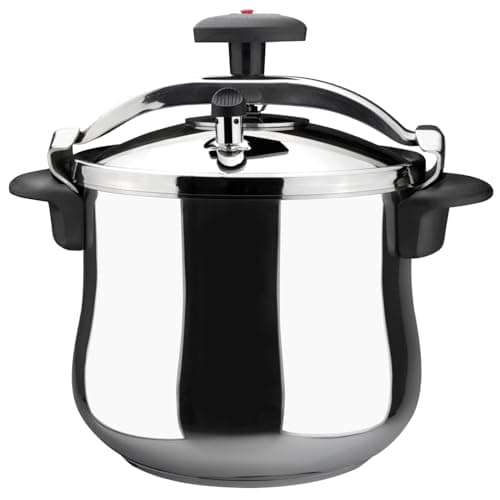 MAGEFESA Star Belly 10 Qt Pressure Cooker – 18/10 Stainless Steel, Induction Compatible, 3 Safety Systems, 8 PSI