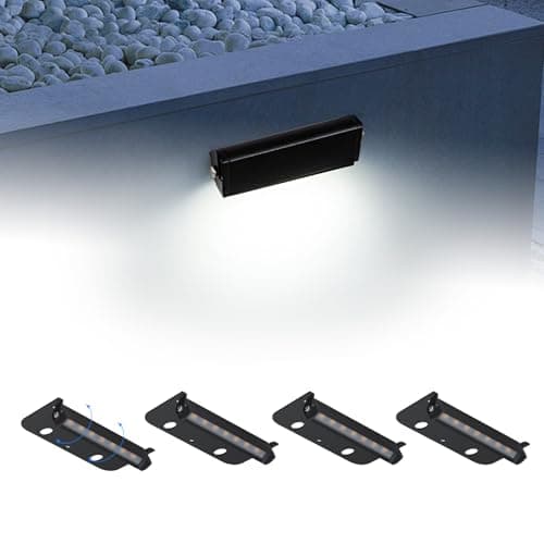 Kwinmyso 4inch 1.8W 12V AC/DC Low Voltage Landscape Lighting,5000K Daylight White Retaining Wall Light,Hardscape Lighting Paver Light,50,000 Hours Lifespan Outdoor Step Light,4Packs-Black