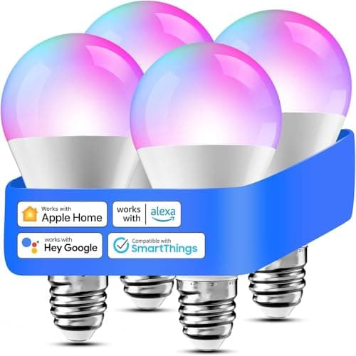 meross Smart Light Bulb, E26 RGB Wi-Fi LED Bulb 60W Equivalent with APP & Voice Control, Compatible with Alexa, Google, Apple HomeKit - Scene & Schedule Lighting, 4 Pack