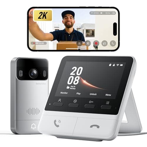 SwitchBot Doorbell Camera, No Subscription, Includes Monitor, Dual Power Options, Head-to-Toe View, 2K Video, 2-Way Audio, Motion Detection, Wireless Intercom System, Compatible with Alexa&Google Home