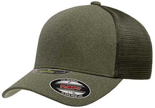 Flexfit Melange Unipanel Trucker Cap, Olive, Large-X-Large