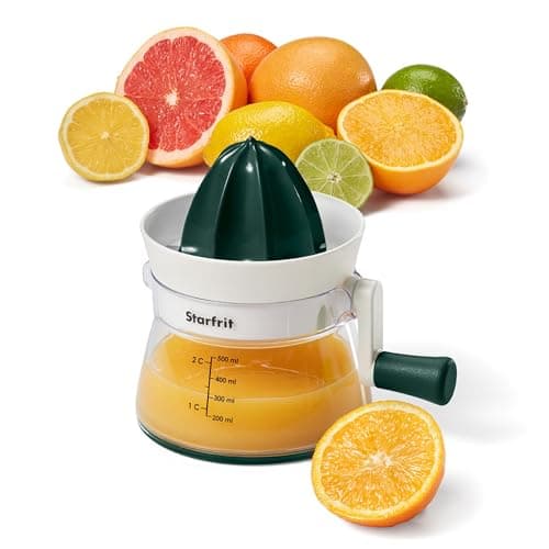 Starfrit Easy Juicer - Crank-Operated Citrus Juicer - 2-Cup Capacity - Stable base - Green