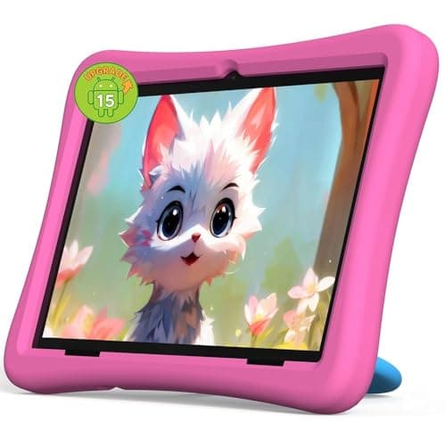 2026 Upgraded Kids Tablet, 10 Inch Android 15 Tablet for Kids with 8-Core, 12(4+8) GB RAM 64GB Storage, EVA Shockproof, Kids Space, Parental Control, WiFi, BT, Plimpton Kids20 (Pink)