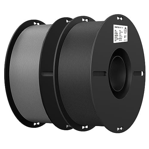 Filament 1.75mm 2 Packs for 3D Printing, Cost-Effective Ender PLA Filament 3D Printers, No-Tangling, Strong Bonding and Overhang Performance Dimensional Accuracy +/-0.02mm, Gray & Black