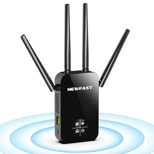 NEWFAST 1200Mbps WiFi Extender Signal Booster,Dual-Band (5GHz/2.4GHz) Wireless Repeater with WPS,Ethernet Port,MU-MIMO,WiFi Signal has a Large Coverage, Compatible with All WiFi Devices