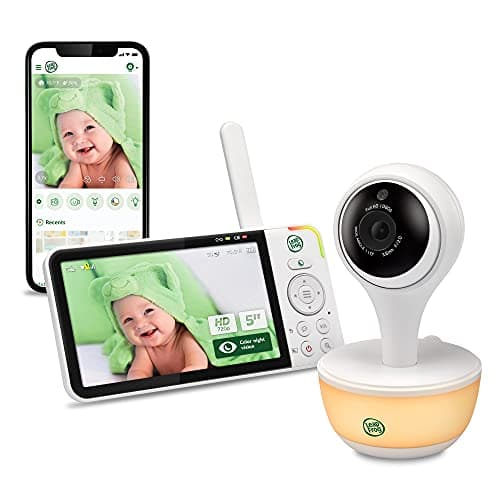 LeapFrog LF815HD - 1080p WiFi Remote Access Video Baby Monitor with 5” High Definition 720p Display, Night Light, Color Night Vision, (White), Fixed Camera Model