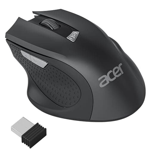 Acer Wireless Mouse for Laptop, 2.4GHz Computer Mouse Wireless with USB Receiver, Portable Cordless Mouse, 3 Adjustable DPI Ergonomic USB Mouse,6 Buttons Compatible with MacBook Pro/Air,Chromebook,etc
