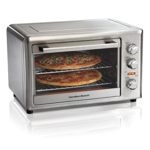 Hamilton Beach Countertop Oven with Convection & Rotisserie, Stainless Steel, Extra-Large Toaster Oven, 1500W, Fits 2 12" Pizzas, 31103D