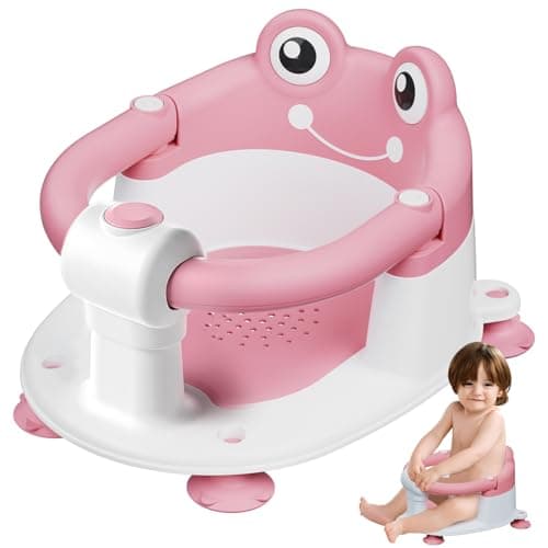 Baby Bath Seat, Baby Bath Chair with Non-Slip Suction Cups and Lockable Guardrail, Sit Up Bathtub Seat with Soft Cushion, Baby Summer Essentials for Newborn Toddler Infant 6 Months Up