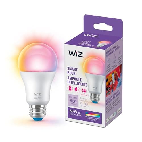 WiZ Connected Smart Light Bulbs, 1-Pack, Full Color A19 60W 800LM E26 LED Lights, Sunset/Sunrise Automation, Smart Bulbs with Motion Detection, Control with Voice or App