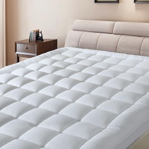 BaliChun Full Size Mattress Pad Cotton Top Mattress Topper Fitted Quilted Mattress Cover Soft Breathable Pillow Top Cooling Mattress Protector Stretches up 8"-21" Deep Pocket (54×75 Inches, White)