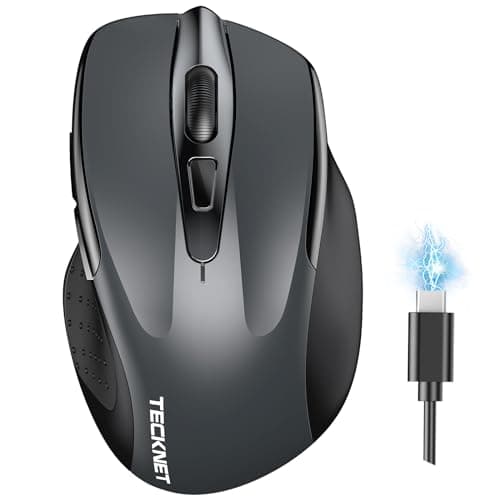 TECKNET Bluetooth Mouse, Rechargeable Bluetooth (BT5.0/3.0 & 2.4G) Wireless Mouse, Silent Computer Mouse with USB Receiver, 4800DPI Ergonomic Portable Mouse 6 Buttons for PC, Mac, Laptop
