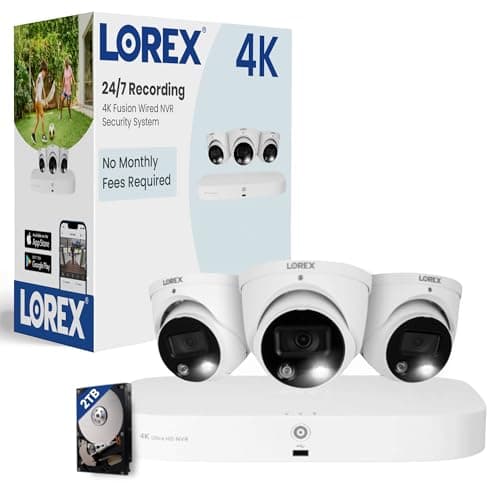 Lorex 4K Fusion Security System | 16-Channel NVR (8 Wired + 8 Wi-Fi) | 2TB Storage | 3 White Dome Cameras | Smart Deterrence | Colour Night Vision | 2-Way Talk | IP67 Weatherproof | Proudly Canadian