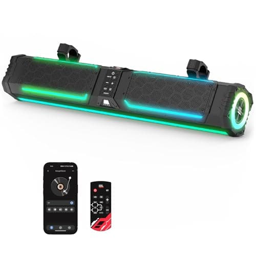 KEMIMOTO Midnight 80 Gen2 31.5-inch 10-Speaker UTV Sound Bar, IP66 Water Resistant Golf Cart Sound Bar, ATV Speaker with RGB, SxS Soundbar Compatible with Polaris RZR Can-Am