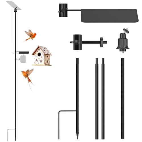 Ground Stake Mount Stand for Outdoor Cameras and Solar Panels, Adjustable Height and Angle Security Camera Pole, Universal 1/4"-20 UNC Thread, Compatible with Arlo, Wyze, Ring Stick up Cam and More
