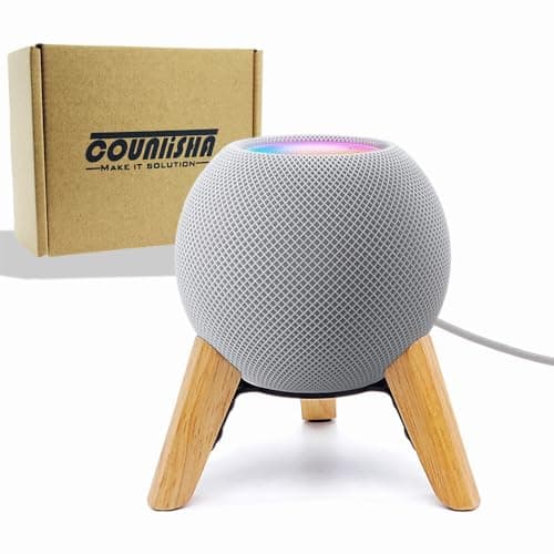 Counlisha Real Wood Stand for Homepod Mini,Wooden Tripod with Metal Frame,Safe Stable Wood Holder Mount Protect Home pod Mini Speaker(White Oak)