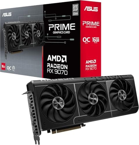 ASUS Prime Radeon RX 9070 OC Edition Graphics Card (PCIe 5.0, HDMI/DP 2.1, 2.5-Slot Design, axial-tech Fans, Dual Ball Fan Bearings, Dual BIOS, ASUS GPU Guard)