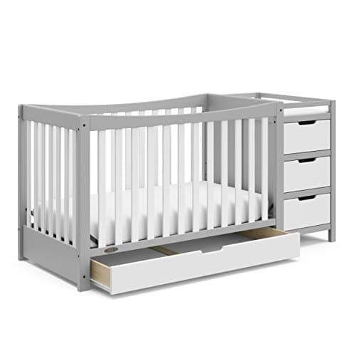 Graco Remi 4-in-1 Convertible Crib and Changer, Pebble Gray/White