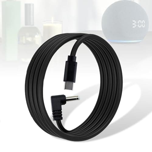 Wamlet USB C Charger Cable for Echo Dot 3rd/4th/5th Gen, with Clock Kids, Echo Spot (Charger Cable - Black)