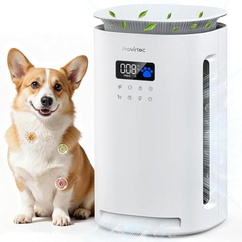 Provirtec Pro-Level Air Purifier for Home Pets, No More Pet Floating Fur, Dander & Odor Worries, 360° Wide Intake, H13 True HEPA, Auto/Pet Mode & Washable Pre-Filter,Ultra Quiet for Bedroom/Large Room