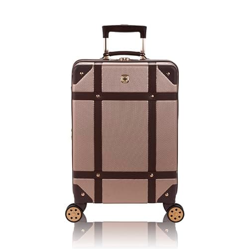 SwissGear Vintage Trunk Hardside Expandable Luggage with Spinner Wheels, Blush/Brown, 2-Piece Set (19/26)