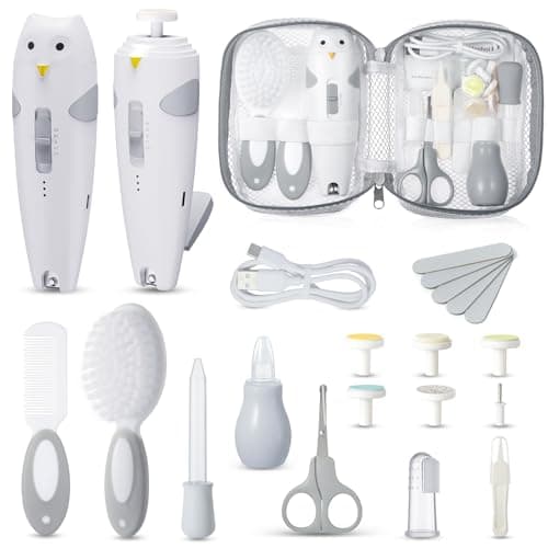 Lictin Baby Grooming Kit, 25 in 1 Baby Electric Nail Trimmer Set, Safe Baby Nail File with Auto Light, Baby Nail Kit Newborn Nursery Healthcare Kit, Portable Baby Care Kit for Infant Toddlers Boys Girls, Baby Registry Shower Gift