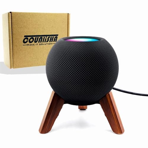 Real Wood Stand for Homepod Mini,Wooden Tripod Mount with Metal Frame,Anti-Slip Safe Stable Wood Holder Compatible for Home pod Mini Speaker on Desk (Walnut)