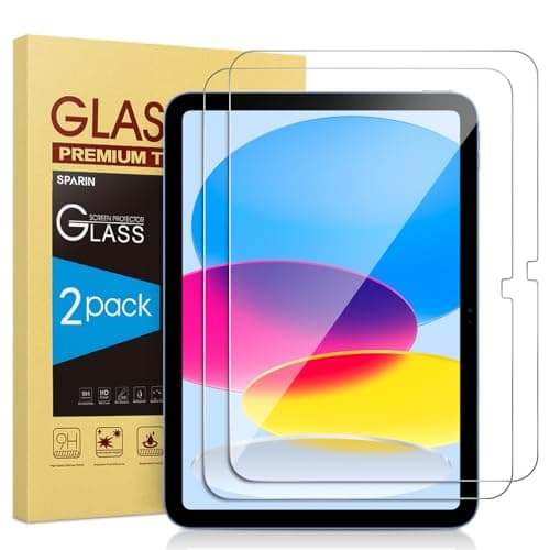 SPARIN Screen Protector for iPad A16 11th Generation/10th Generation (11 inch 2025/10.9 inch 2022), 2 Pack 9H Hardness Tempered Glass for iPad 11 10 Gen with Case Friendly, Support Apple Pencil