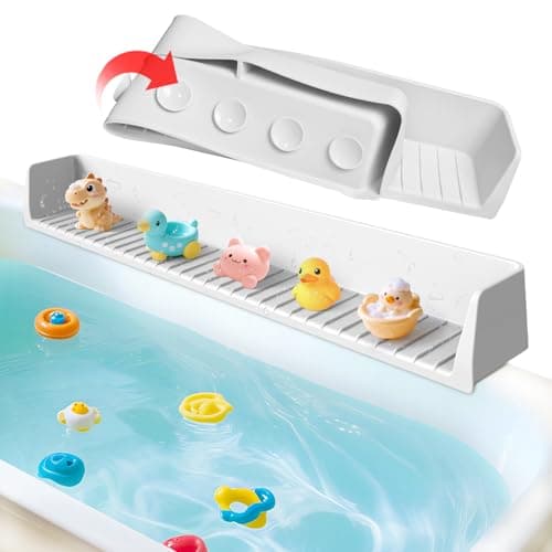 Bathtub Splash Guard for Tub Kids - Silicone Bathtub Water Guard with 11 Suction Cups, Play Shelf for Bathing, Toy Tray Caddy Holder for Tub Prevents Water Spills in Bathroom, Fun Bath Time Storage