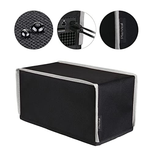 PlayVital Nylon Horizontal Dust Cover for Xbox Series X Console, Soft Neat Lining Dust Guard, Anti Scratch Waterproof Cover Sleeve for Xbox Series X Console - Black & Light Gray Trim