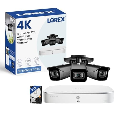 Lorex Fusion 4K 16 Channel (8 Wired & 8 Fusion Wi-Fi) 2TB NVR System with 3 Bullet IP Cameras | Smart Motion Detection | Color & IR Night Vision | IP67 Weatherproof | Metal Housing | Black