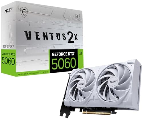 MSI Gaming RTX 5060 8G Ventus 2X OC White Graphics Card (8GB GDDR7,TBA-bit, Extreme Performance: 2535 MHz, DisplayPort x3 2.1a, HDMI 2.1b, NVIDIA Blackwell Architecture)