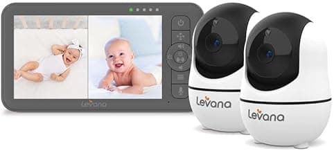 Levana Nala Video Baby Monitor, 5.5" 1080P Screen, 2 Night Vision PTZ Cameras, 22 Hour Battery Life, 5000mAH Battery, No WiFi, Two-Way Talk, 1000ft of Range Baby Cameras