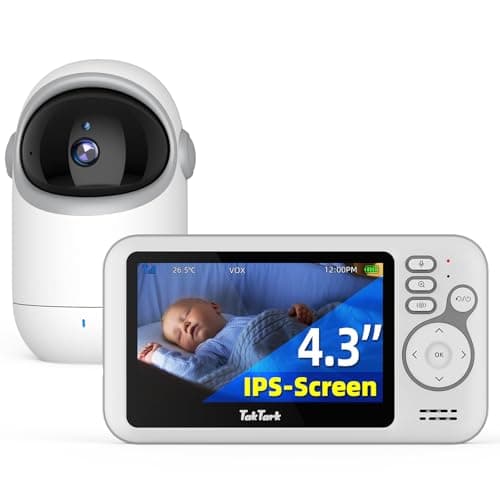 TakTark Baby Monitor, 4.3" Video Baby Camera, Pan & Tilt, 2 Way Audio, Night Vision, Digital Zoom,Temperature Monitoring, VOX Sound Dection, Ideal for New Parent