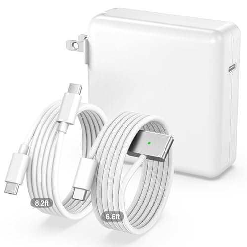100W Charger for MacBook Pro 14 16 inch MacBook Air 13 15 inch 2025 2024 2023 2022 2021 M4 M3 M2 M1, 100W GaN Power Adapter, 6.6FT USB C to 3 Magnetic 3 Cable, 8.2FT USB C to C Cable