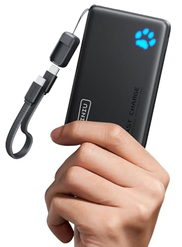 INIU Power Bank, 40% Smaller 10000mAh Portable Charger, 45W Ultra Fast Charging Powerbank with Detachable USB C Cable, Flight-Safe Travel External Battery Pack for iPhone 17 16 Samsung Google iPad etc