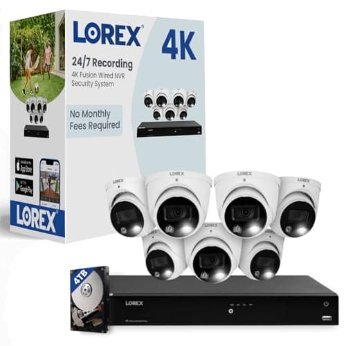 Lorex Fusion 4K 16-Channel 4TB Wired NVR System with Smart Deterrence Dome Security Cameras | Color Night Vision | Smart Motion Detection | Two-Way Talk | IP67 Weatherproof