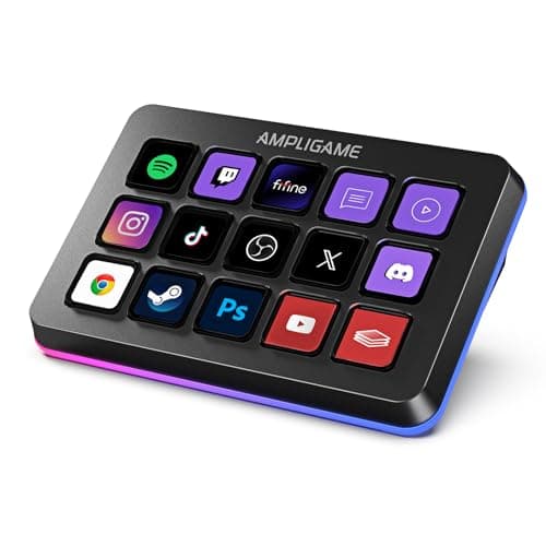 Fifine AmpliGame Stream Controller with 15 Macro Keys, Streaming Deck with Trigger Actions in Apps Software OBS/Twitch/YouTube/Streamlabs, Shortcut Buttons Keypad Works with Mac and PC-D6