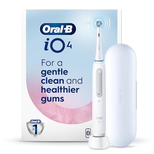 Oral-B iO4 Electric Toothbrush, for a Gentle Clean and Healthier Gums, White, Rechargeable Electric Toothbrushes, iO Series 4 with 1 Power Toothbrush, 1 Brush Head, and 1 Travel Case